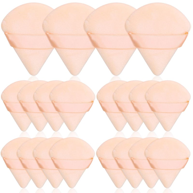 Thrilez 20pcs Triangle Powder Puff, Loose Powder Puffs Makeup Puff for Face Powder, Setting Powder Puff for Make Up, Face Puff Pads for Press Powder, Sponge Powder Applicator for Face and Eye (Beige) - Image 1